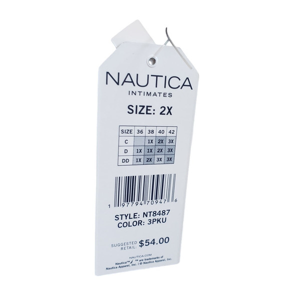 Nautica NWT T-Shirt Bras 3 pack Super Soft Removable Pads Long line 3X - Picture 4 of 7